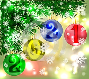 Happy New 2021 year Merry Christmas background with xmas balls photo