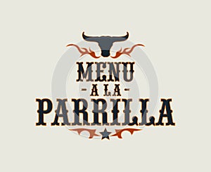 Menu a la Parrilla, Grill Menu spanish text design.