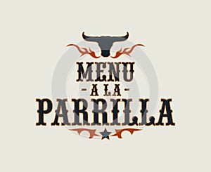 Menu a la Parrilla, Grill Menu spanish text design. photo