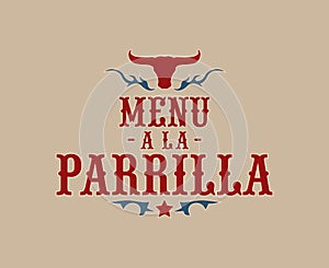 Menu a la Parrilla, Grill Menu spanish text design. photo