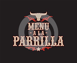 Menu a la Parrilla, Grill Menu spanish text design. photo