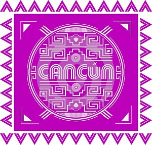 Cancun Mexico Maya Aztec emblem elements design