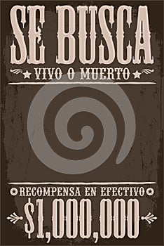 Se Busca Vivo o Muerto, Wanted Dead or Alive poster spanish text template photo