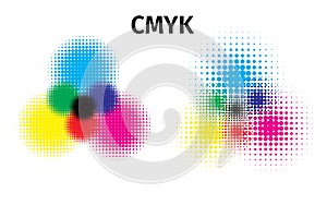 RGB and CMYK halftone vector illustration color