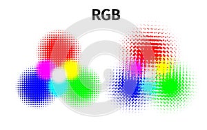 RGB and CMYK halftone vector illustration color