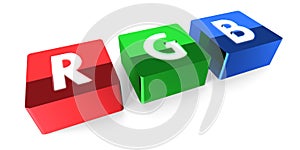 RGB letters - red, green, blue colors - 3D illustration