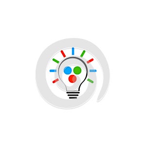 RGB light bulb lamp icon logo isolated on white background