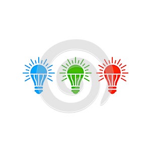 RGB light bulbs lamp icon isolated on white background