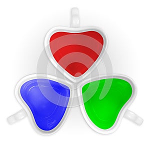 RGB love cups isolated.