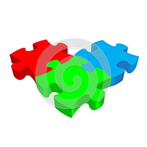 RGB PUZZLE 3D vector on white background.