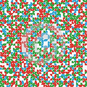 RGB. Red Green and Blue colours from the color scheme. In the quadrants. Pattern