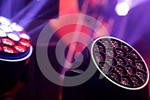 RGBW LED moving head lighting fixtures at stage