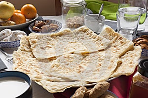 Rghayf or msemmen squared moroccan pancakes