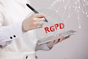 RGPD, Spanish, French and Italian version version of GDPR: Reglamento General de Proteccion de datos. General Data photo