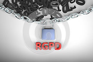 RGPD, Spanish and Italian version version of GDPR: Regolamento generale sulla protezione dei dati. Concept 3d rendering photo