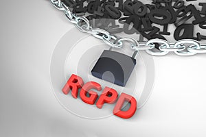 RGPD, Spanish and Italian version version of GDPR: Regolamento generale sulla protezione dei dati. Concept 3d rendering photo