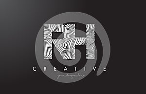 RH R H Letter Logo with Zebra Lines Texture Design Vector.