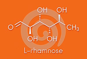 Rhamnose L-rhamnose deoxy sugar molecule. Used in cosmetics to treat wrinkles. Skeletal formula.