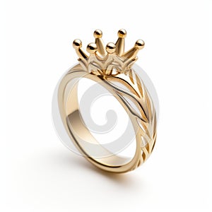 Delicate Crown Leaf Ring In Yellow Gold - Inspired By Bryce 3d photo