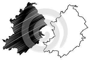 Rhein-Hunsruck-Kreis district Federal Republic of Germany, State of Rhineland-Palatinate map vector illustration, scribble photo