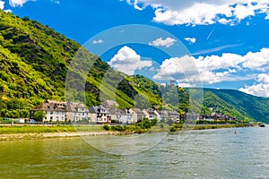 Rhein Rhine river in Loreley, Kaub, Rhein-Lahn-Kreis, Rhineland-Palatinate, Rheinland-Pfalz, Germany