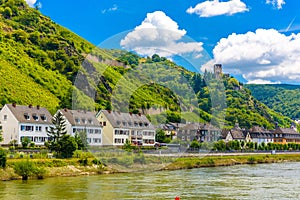 Rhein Rhine river in Loreley, Kaub, Rhein-Lahn-Kreis, Rhineland-Palatinate, Rheinland-Pfalz, Germany