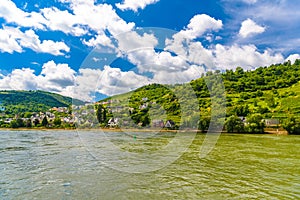 Rhein Rhine river in Loreley Lorelei, Oberwesel, Rhein-Lahn-Kreis, Rhineland-Palatinate, Rheinland-Pfalz, Germany