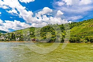 Rhein Rhine river in Loreley Lorelei, Oberwesel, Rhein-Lahn-Kreis, Rhineland-Palatinate, Rheinland-Pfalz, Germany