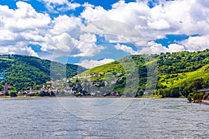 Rhein Rhine river in Loreley, Oberwesel, Rhein-Lahn-Kreis, Rhineland-Palatinate, Rheinland-Pfalz, Germany