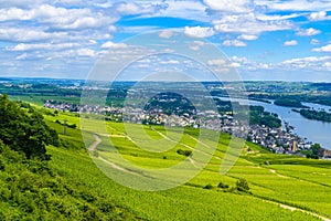 Rhein Rhine river in Ruedesheim am Rhein, Rudesheim, Rheingau-Taunus-Kreis, Darmstadt, Hessen, Germany