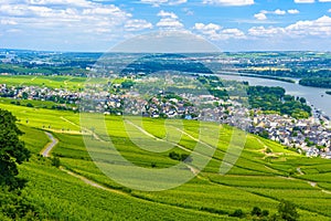 Rhein Rhine river in Ruedesheim am Rhein, Rudesheim, Rheingau-Taunus-Kreis, Darmstadt, Hessen, Germany