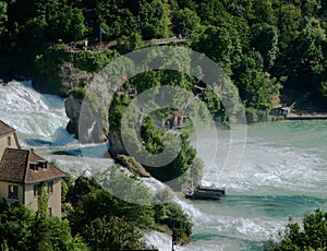 The `Rheinfall`, last waterfall on the Rhine river, Schaffhausen