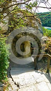 Rheinfall rocky stairs,pure nature.