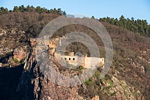 The Rheingrafenstein castle ruins near Bad Munster am Stein / Germany photo