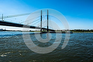 The rheinkniebrÃÂ¼cke bridge over the river Rhine in Dusseldorf, Germany photo