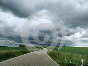 Rheinland-Pfalz countryside road in bad weather