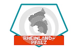 Rheinland-Pfalz map on blue red button