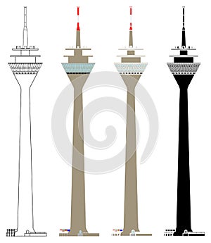 Rheinturm Duesseldorf tower in front view