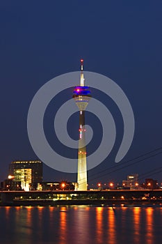 Rheinturm tower Dusseldorf at night