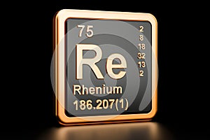 Rhenium Re chemical element. 3D rendering