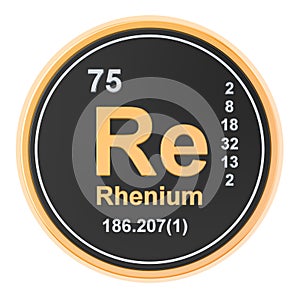 Rhenium Re chemical element. 3D rendering