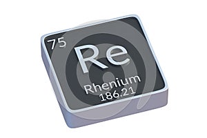 Rhenium Re chemical element of periodic table isolated on white background