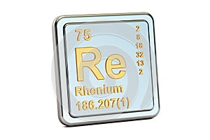 Rhenium Re, chemical element sign. 3D rendering