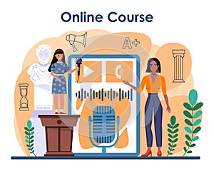 Rhetoric class online service or platform. Students training public