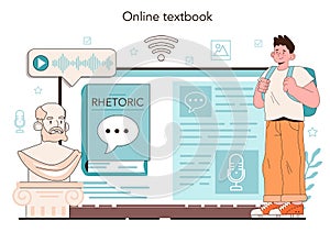 Rhetoric school class online service or platform. Students training