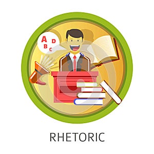 Rhetoric subject studies themed concept logo