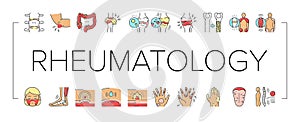 Rheumatology Disease Problem Icons Set Vector .