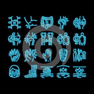 Rheumatology Disease Problem neon glow icon illustration