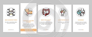 Rheumatology Disease Problem Onboarding Icons Set Vector