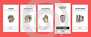 Rheumatology Disease Problem Onboarding Icons Set Vector